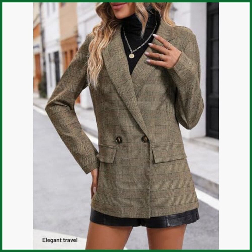 Lightweight Fully Lined Plaid Houndstooth Blazer … - image 3